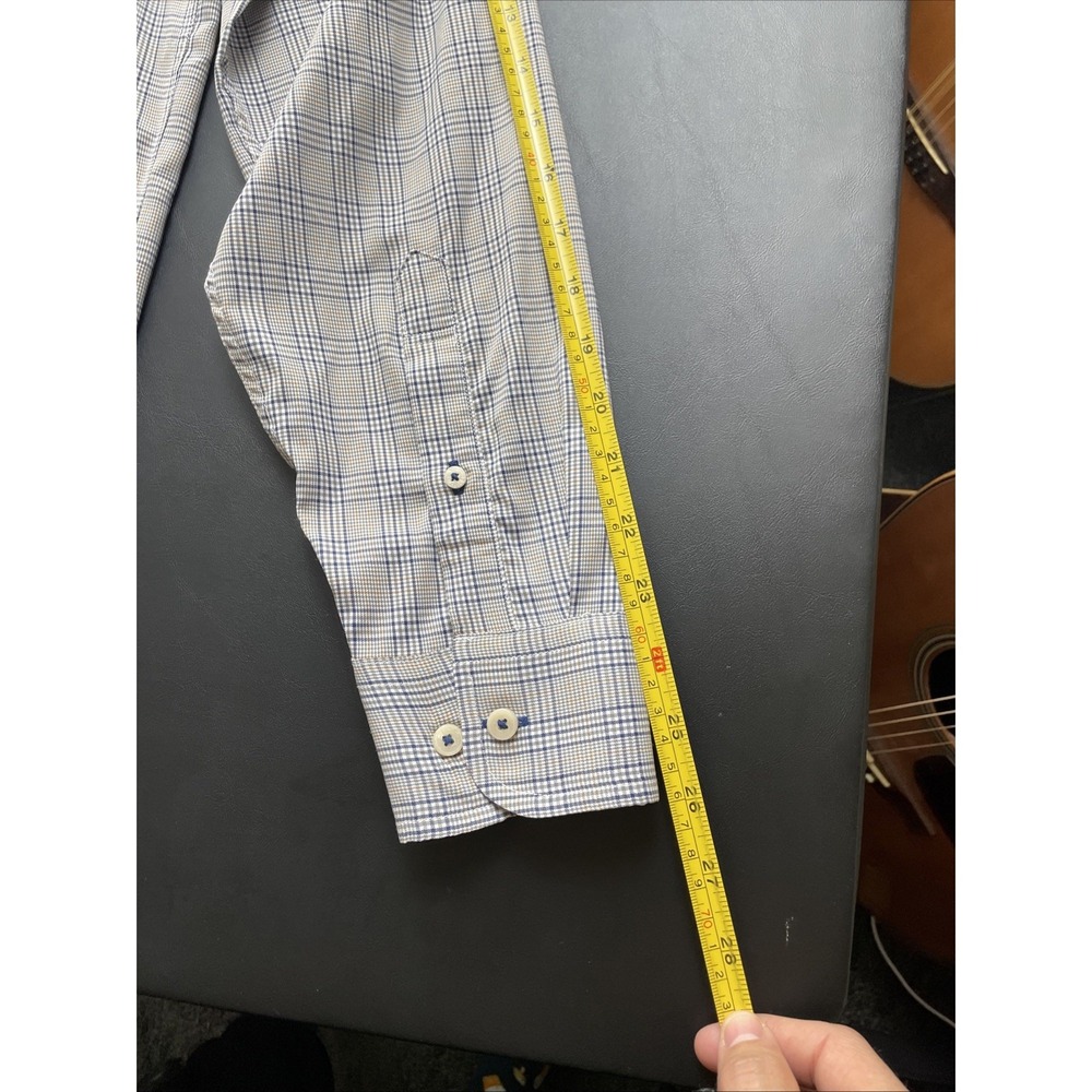 Untuckit Large Slim Fit Polyester Gray Blue Brown Plaid Long Sleeve from 2022 - Picture 4 of 14